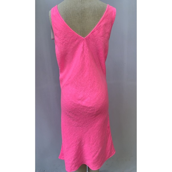 Lilly Pulitzer Dress Medium Pink Solid Florin Linen Maxi Sleeveless V Neck - Picture 2 of 12